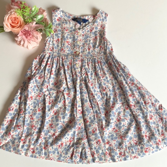 Polo Ralph Lauren Other - Polo Ralph Lauren Flower Dress Size 5 Pink and Blue Flower Button Sundress 5